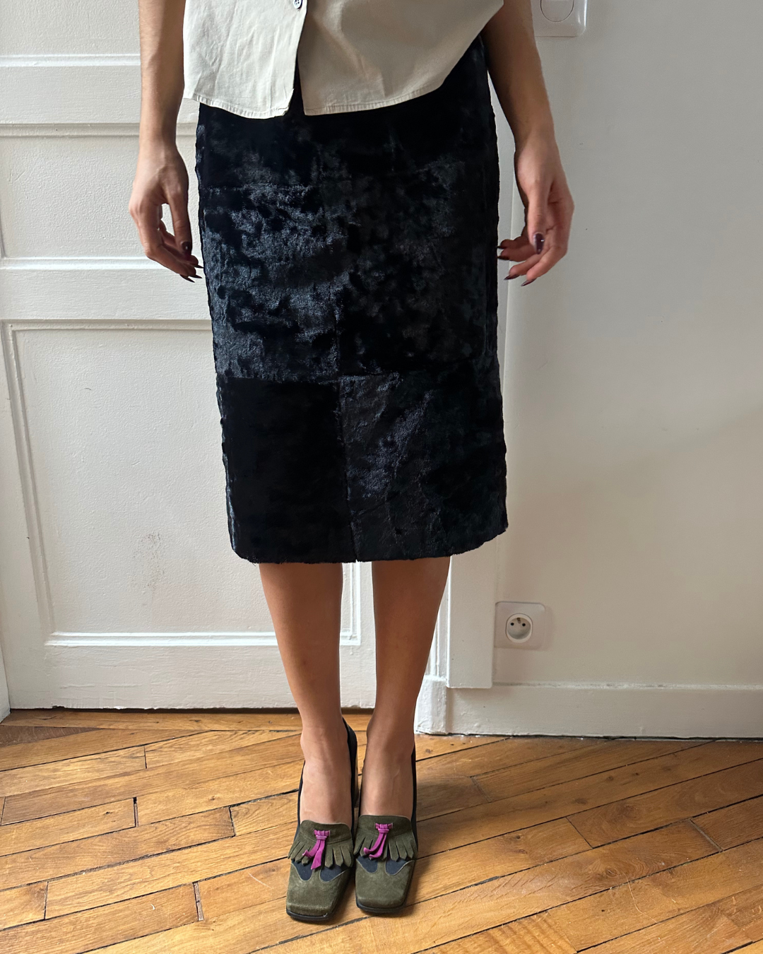 Black velvet skirt