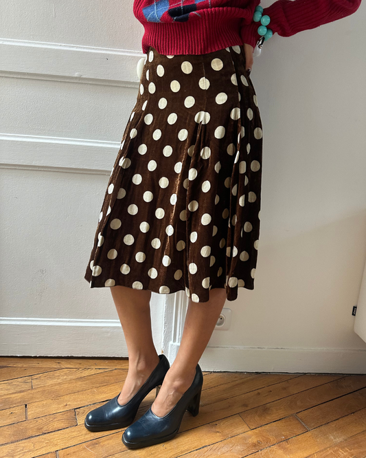 Polka dot velvet skirt