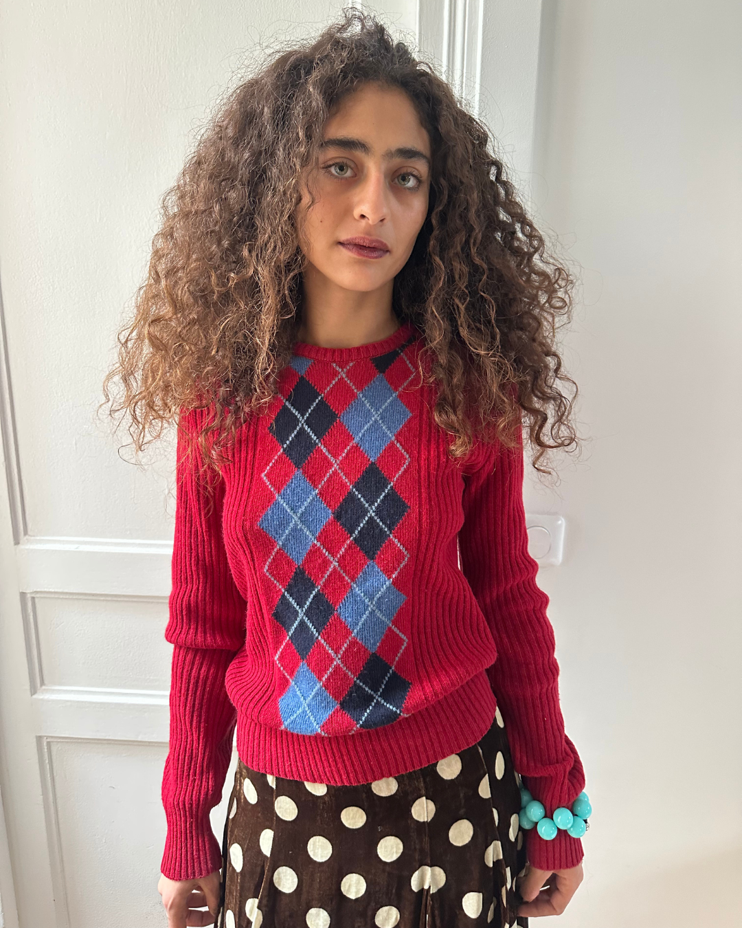 Diamond-patterned sweater