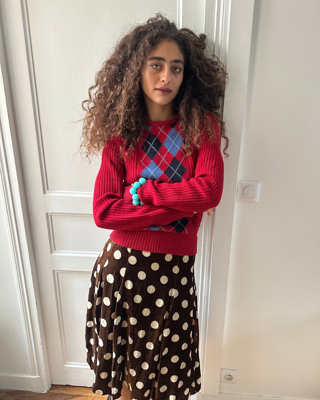 Diamond-patterned sweater