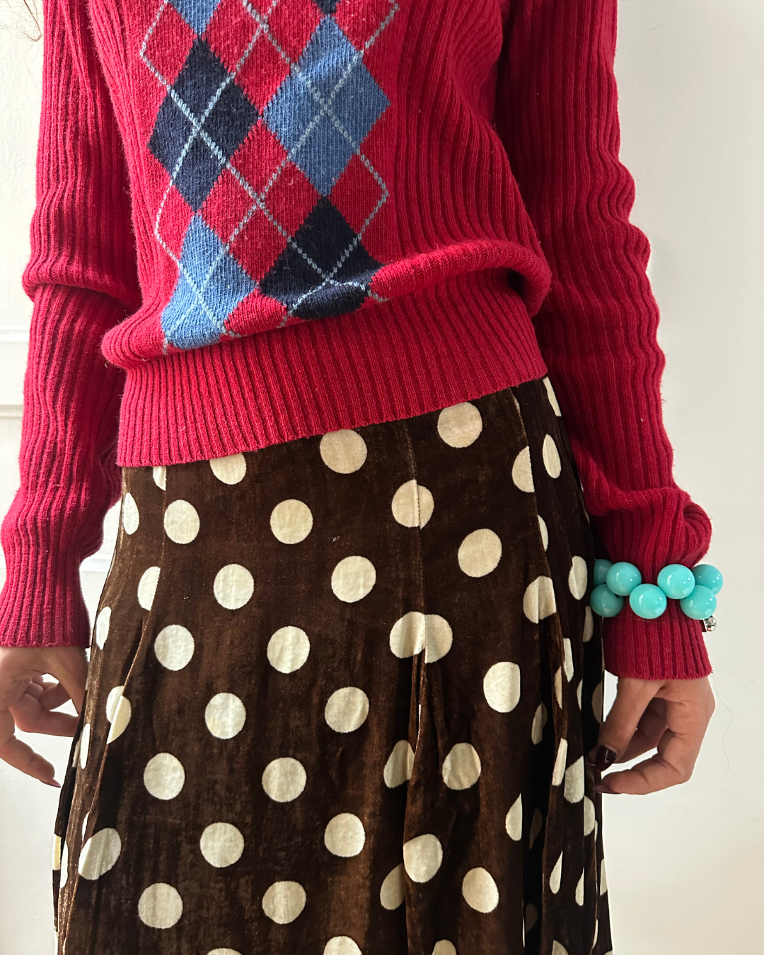 Polka dot velvet skirt