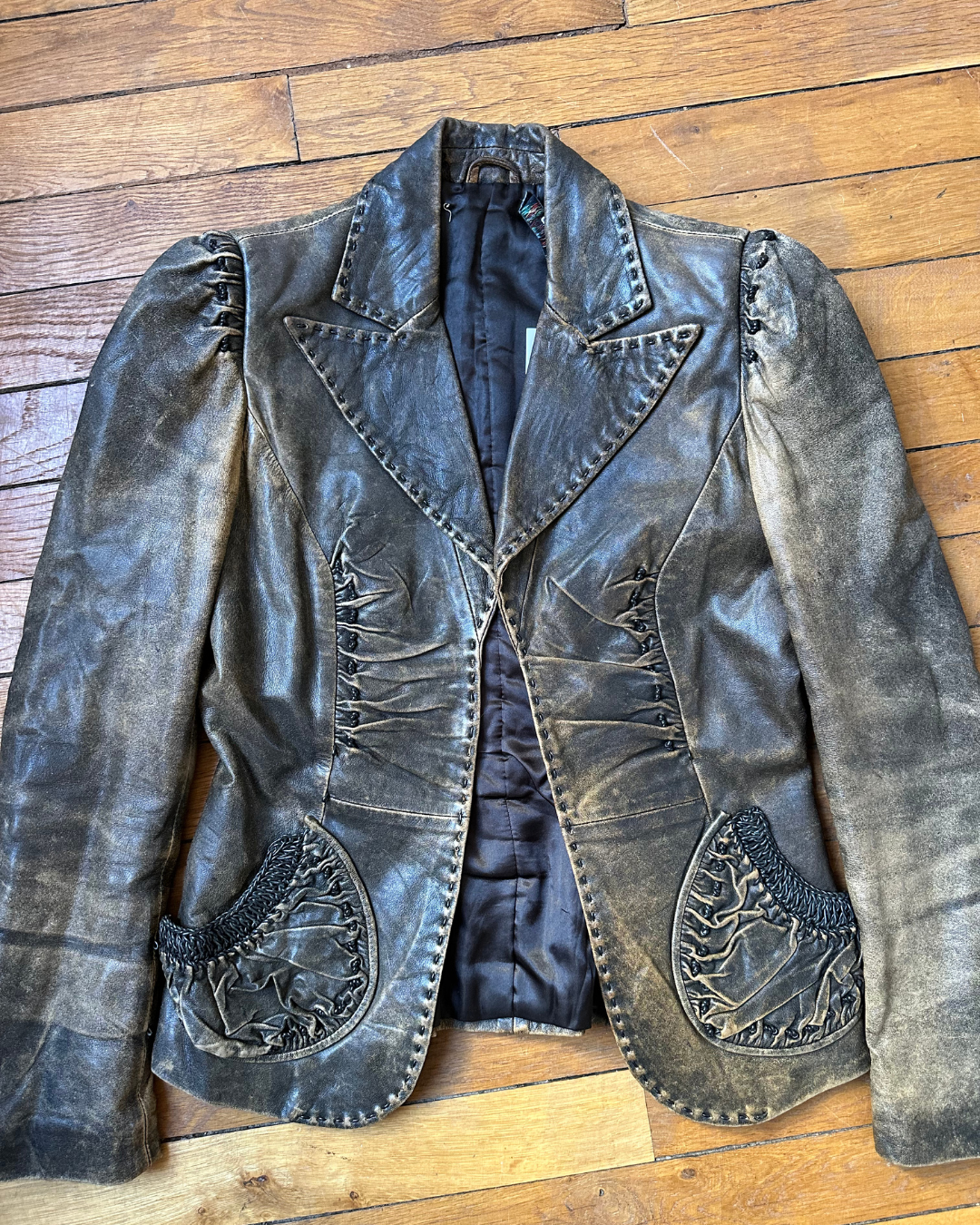 Washed leather jacket