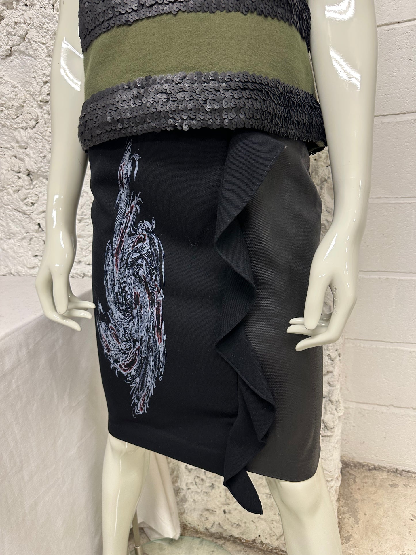 Black ruffled skirt