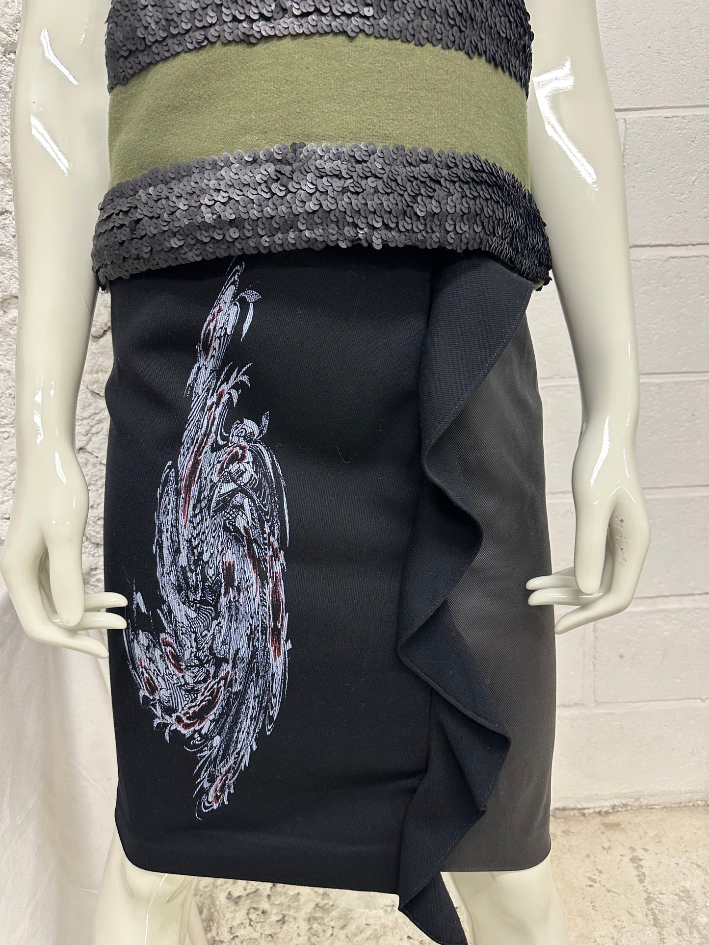 Black ruffled skirt