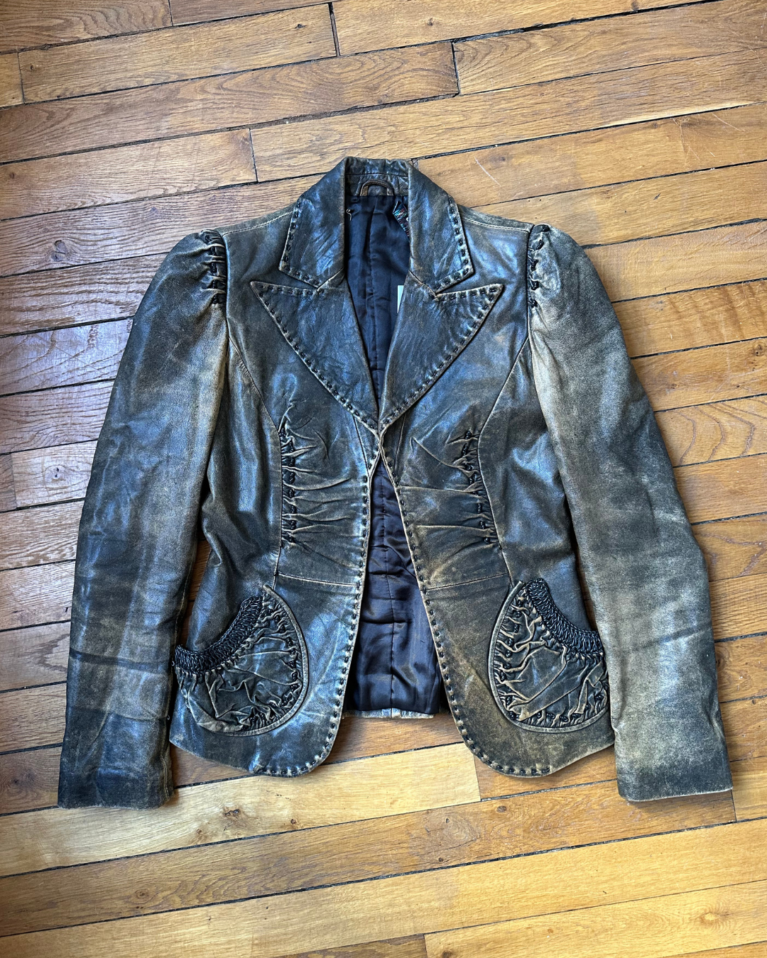 Washed leather jacket
