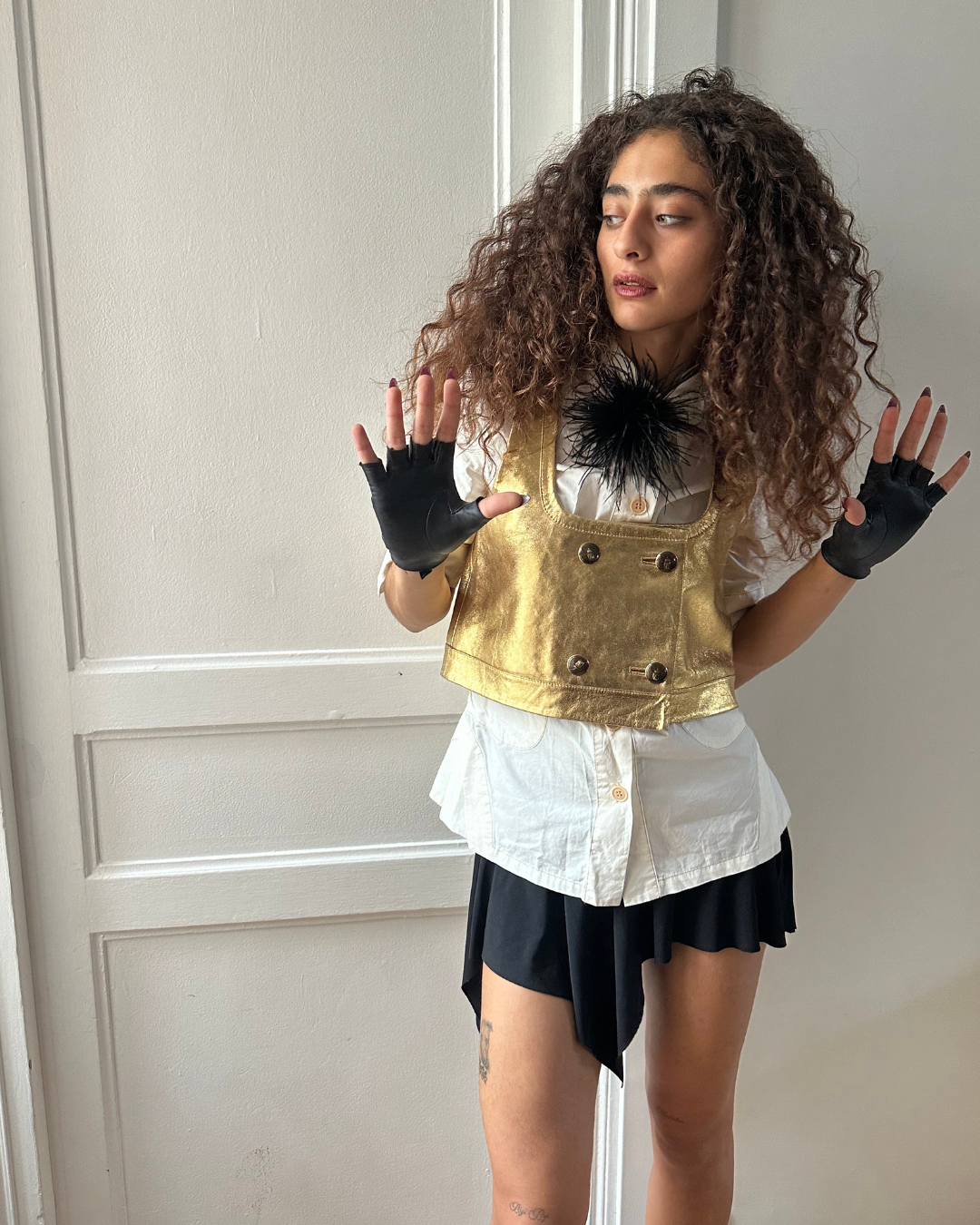 Gold crop top