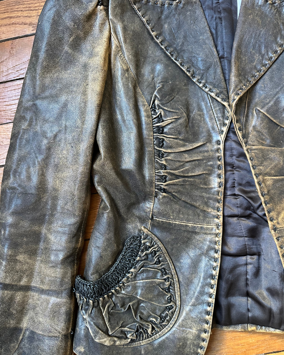 Washed leather jacket