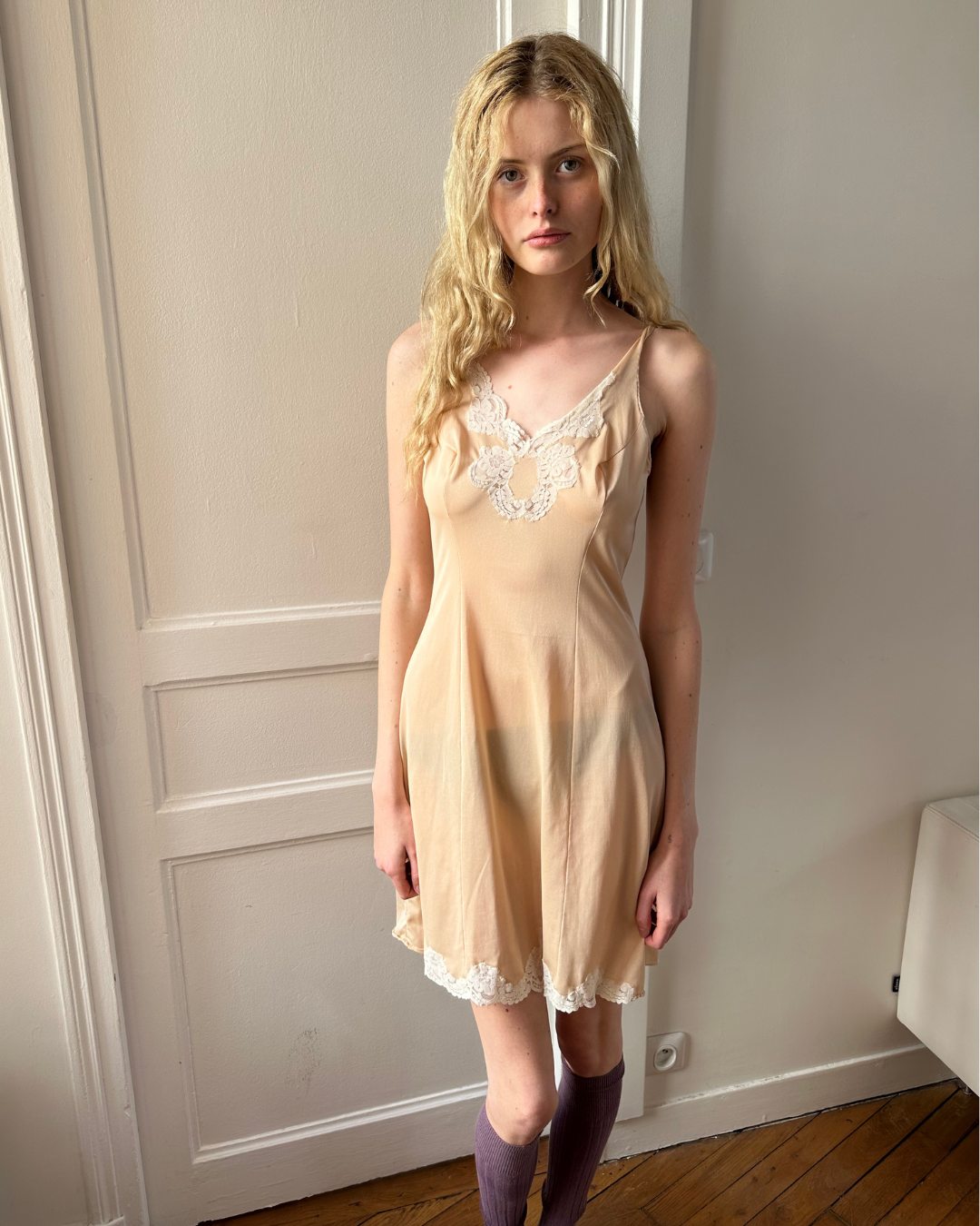 Nude lace nightdress