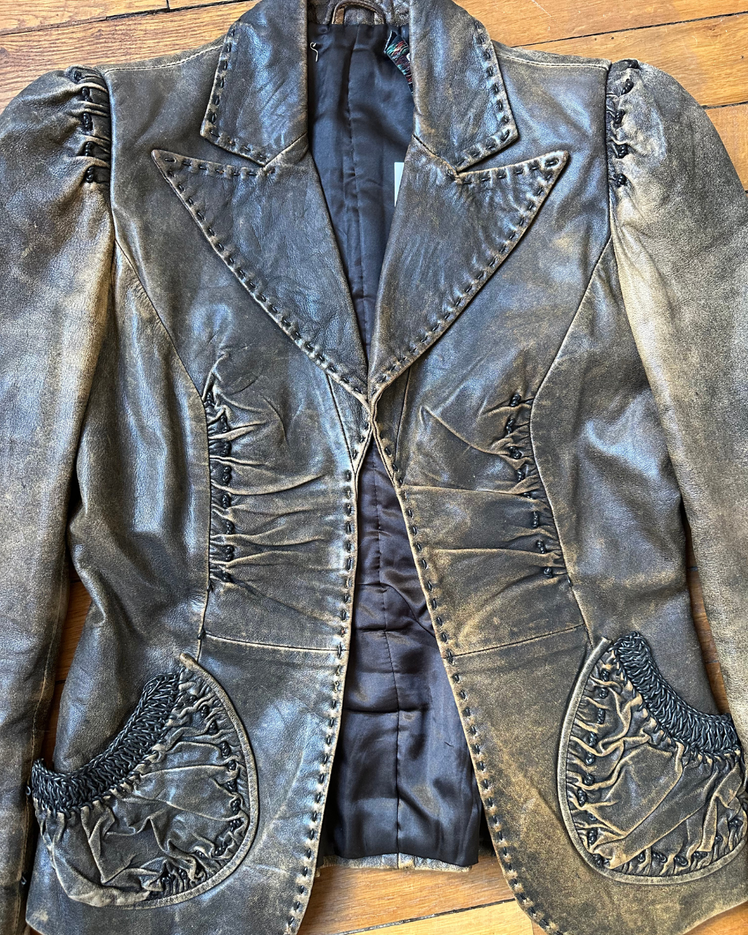 Washed leather jacket