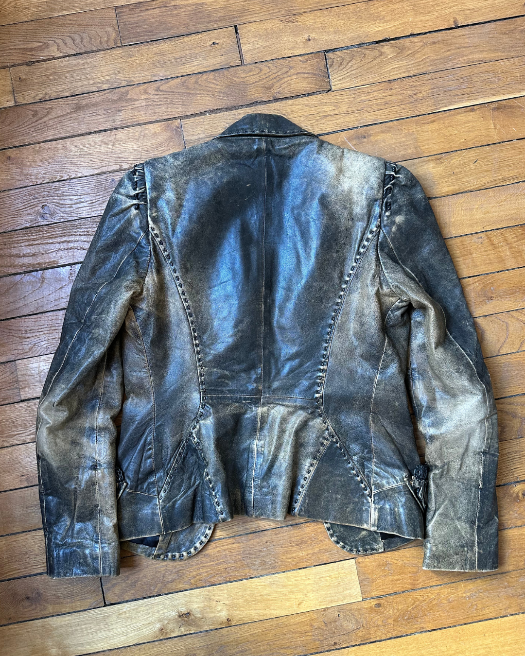 Washed leather jacket