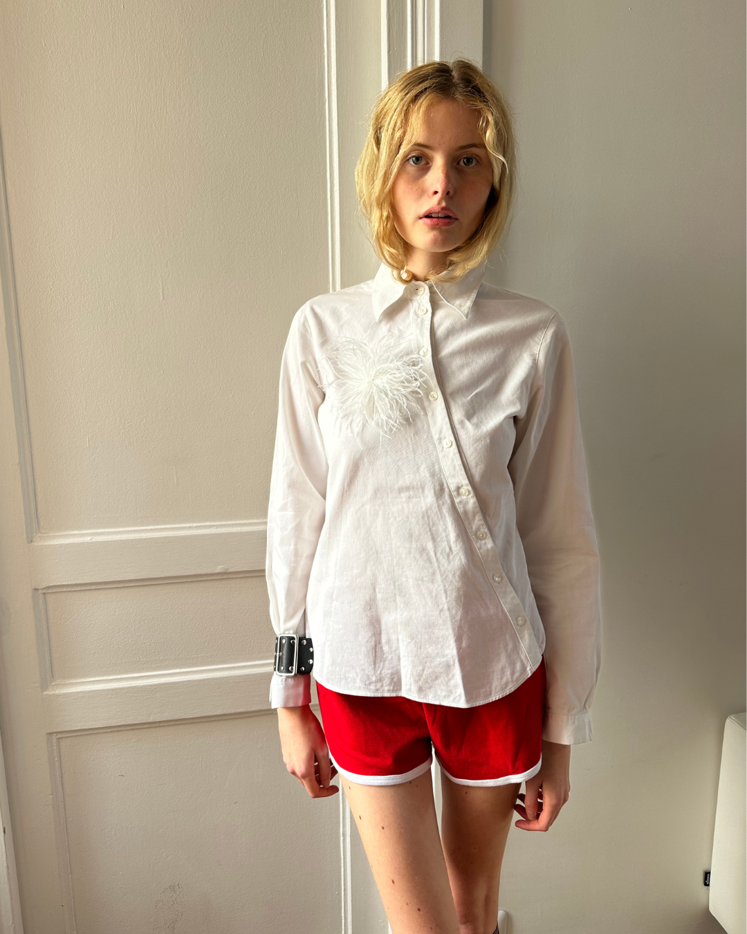 Red mini shorts