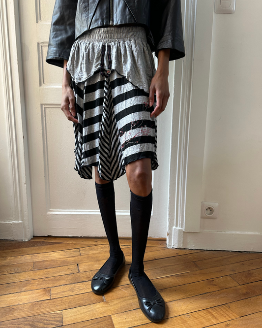 Gray and black striped skirt