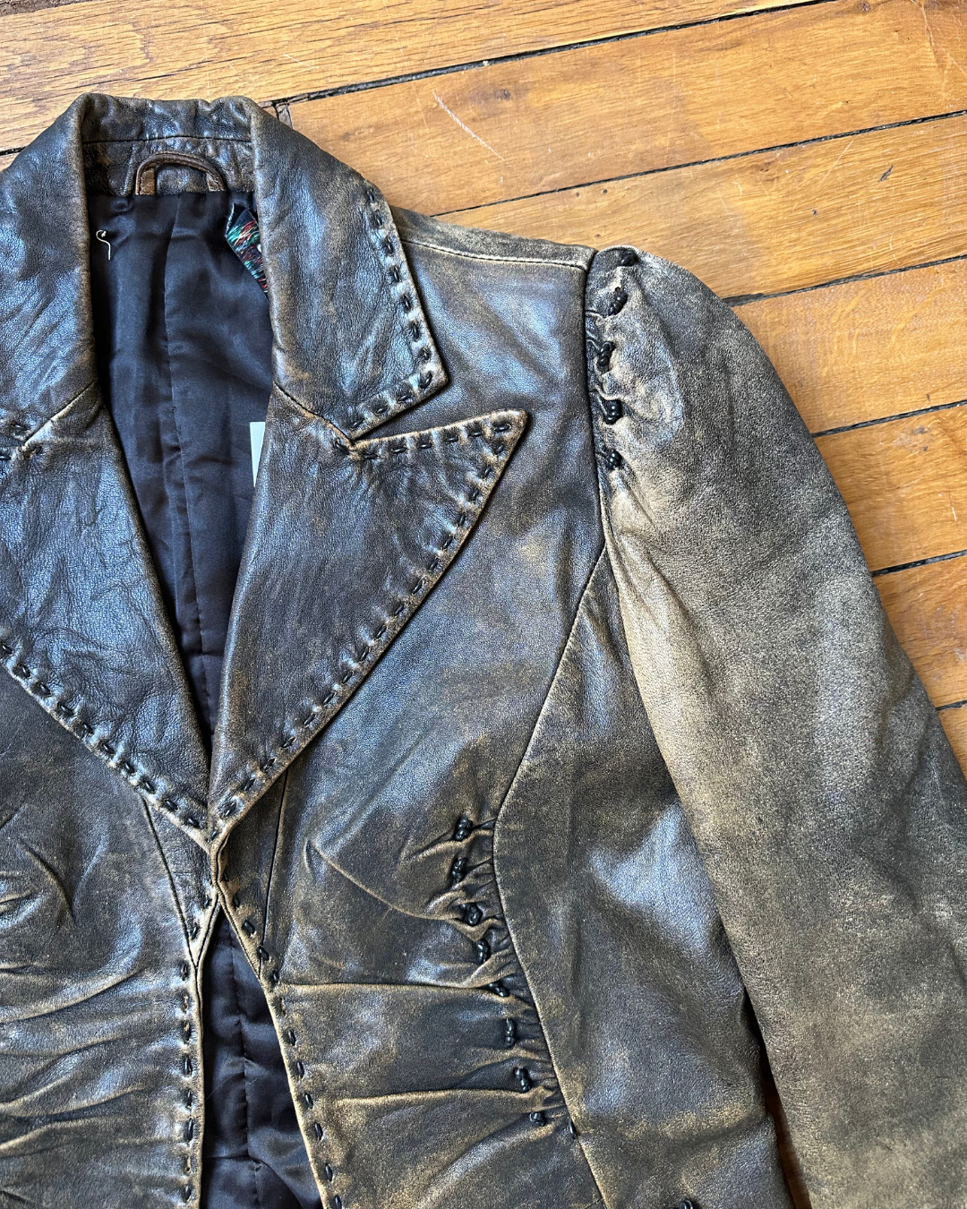 Washed leather jacket