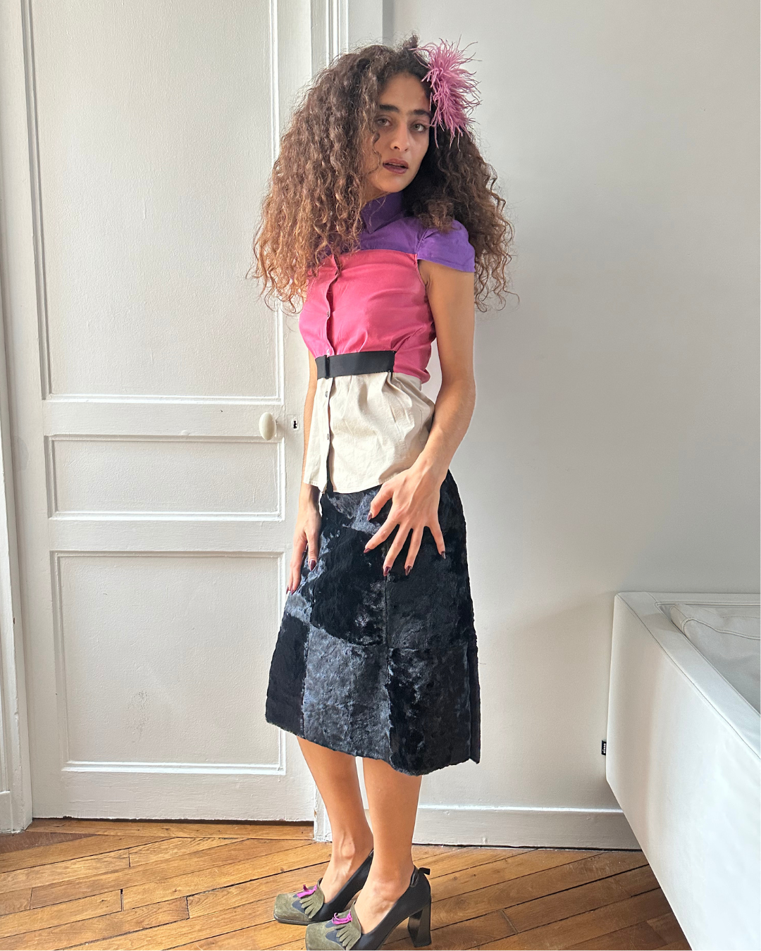Black velvet skirt