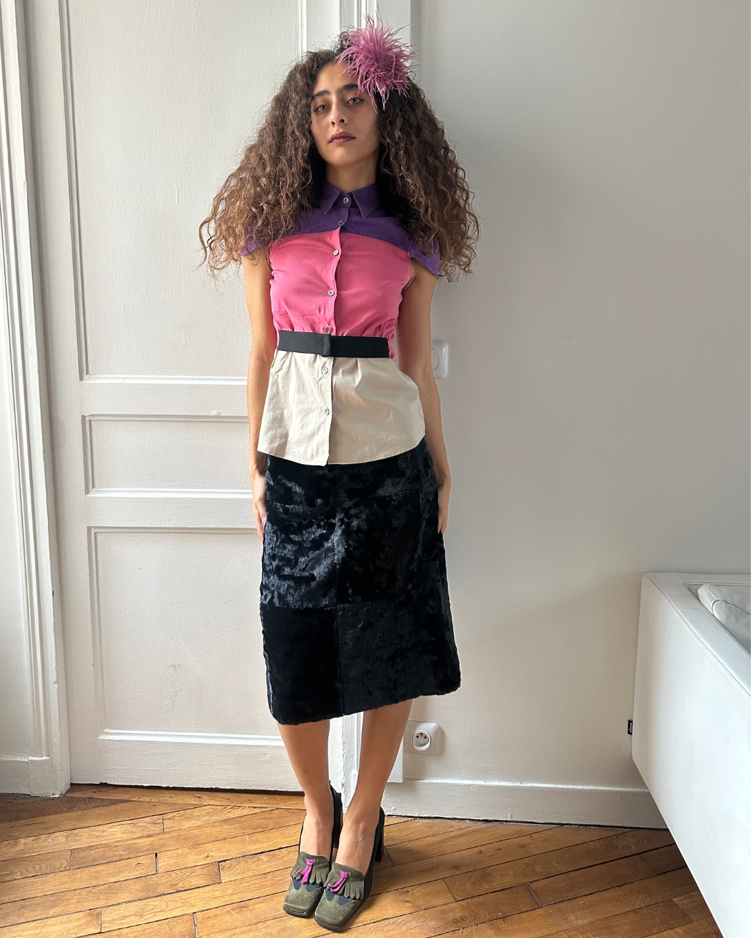 Black velvet skirt