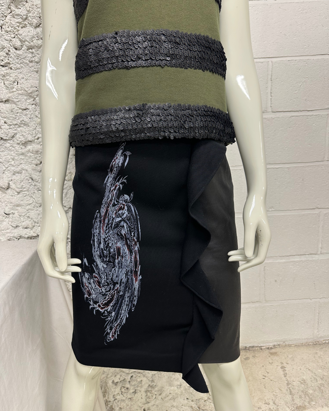 Black ruffled skirt