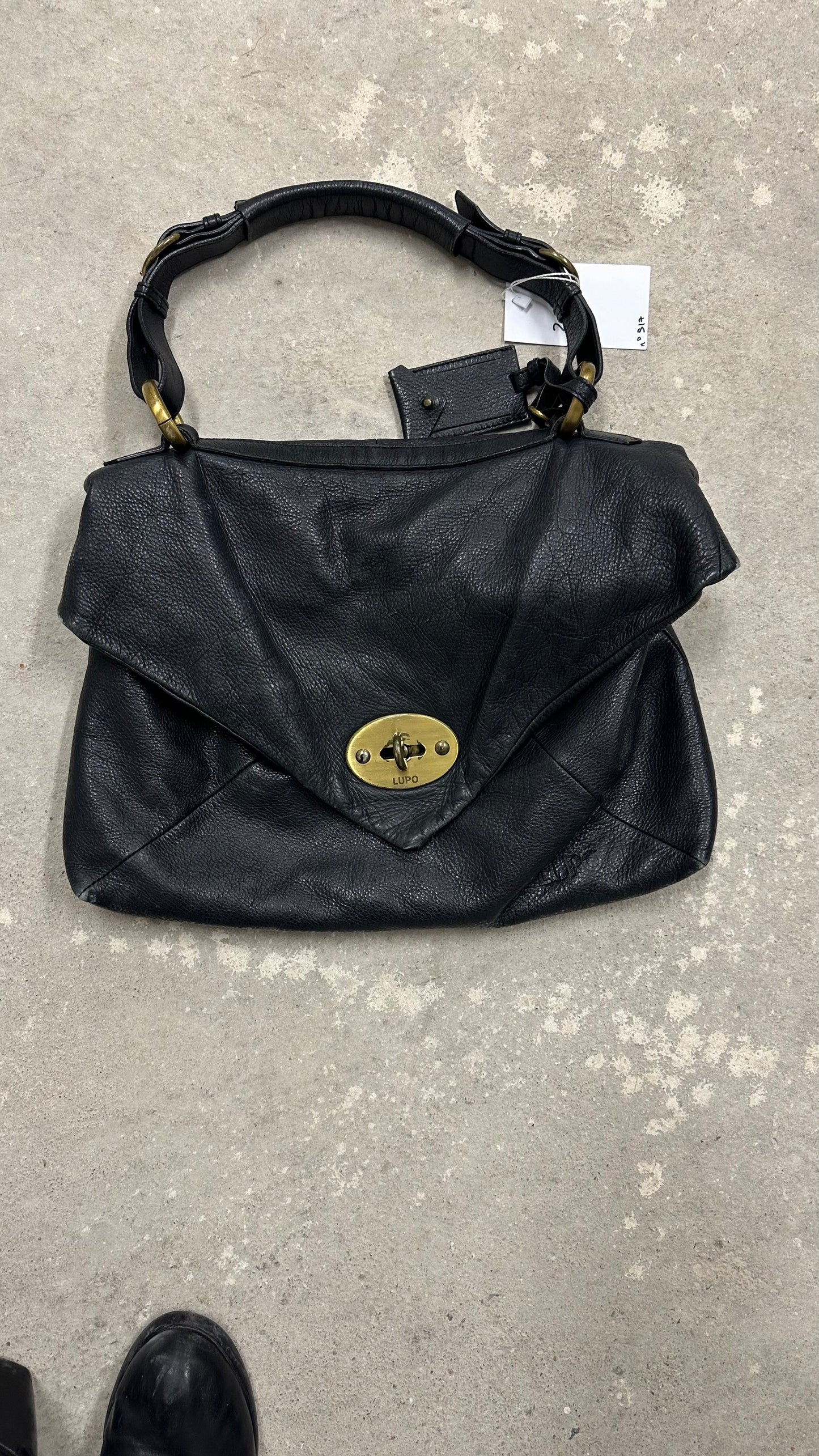 Black leather bag