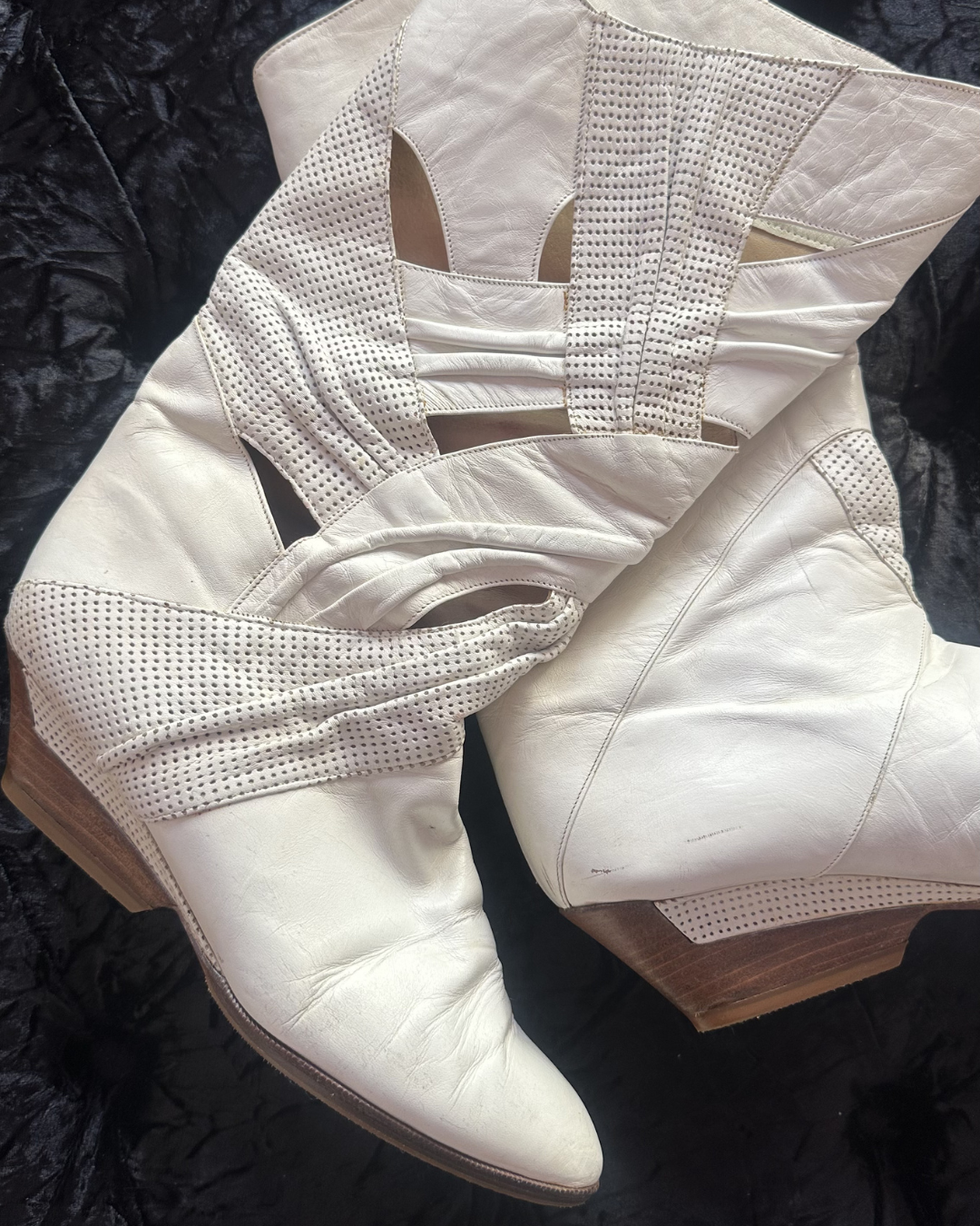 White openwork boots