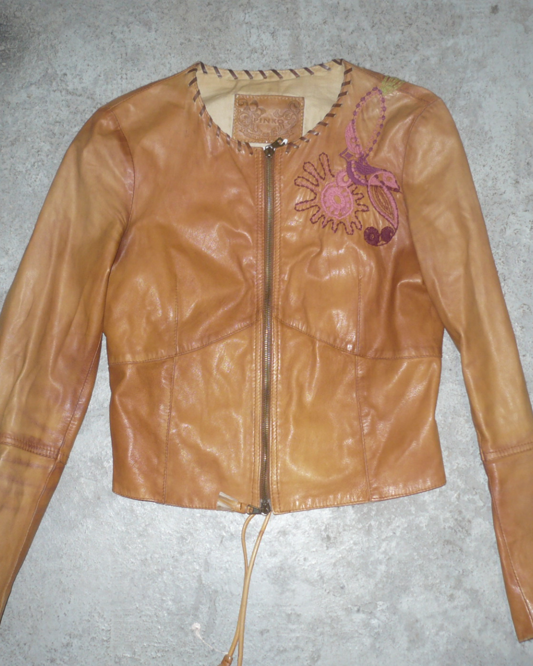 Lace-up leather jacket