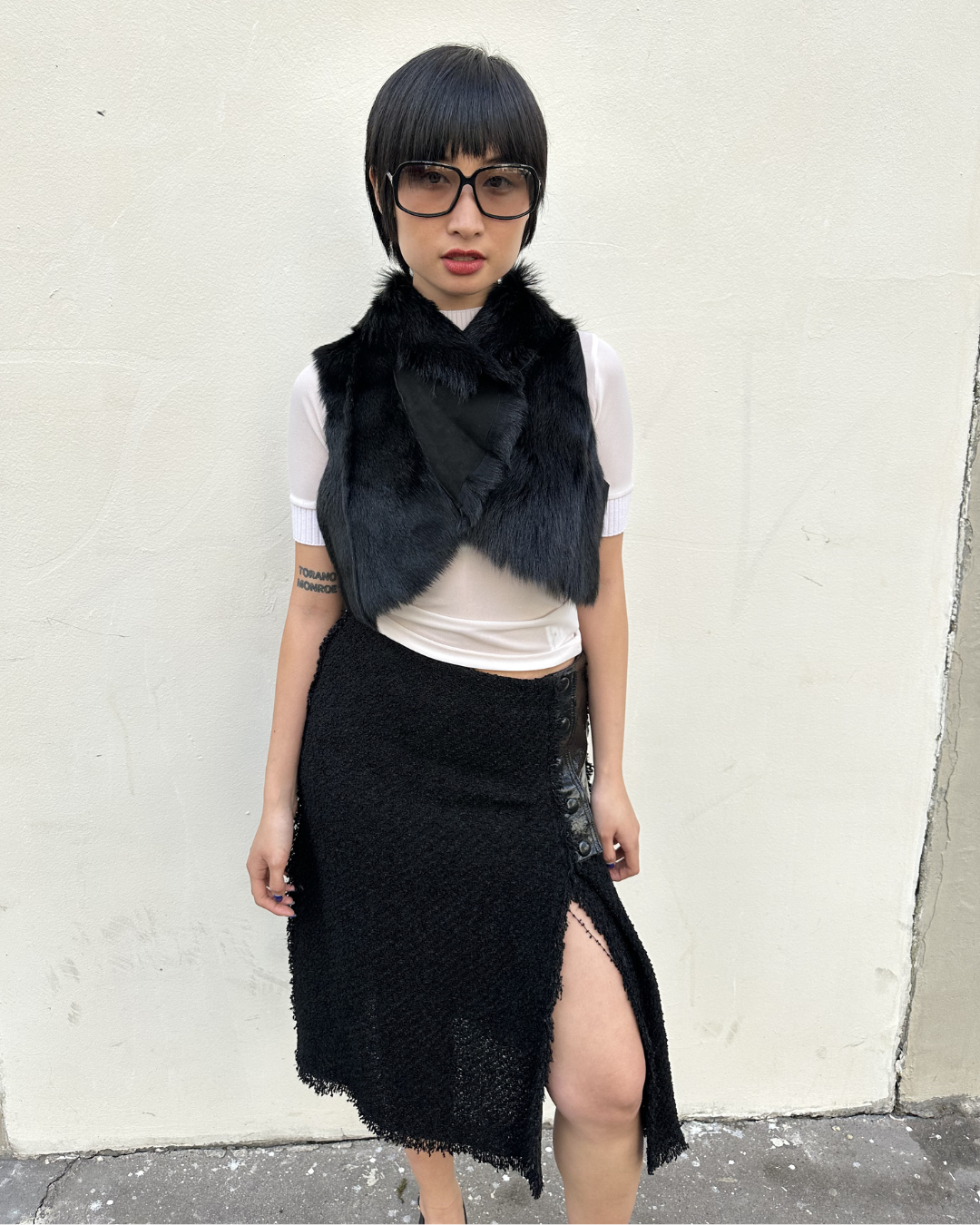 Two-tone tweed-style skirt
