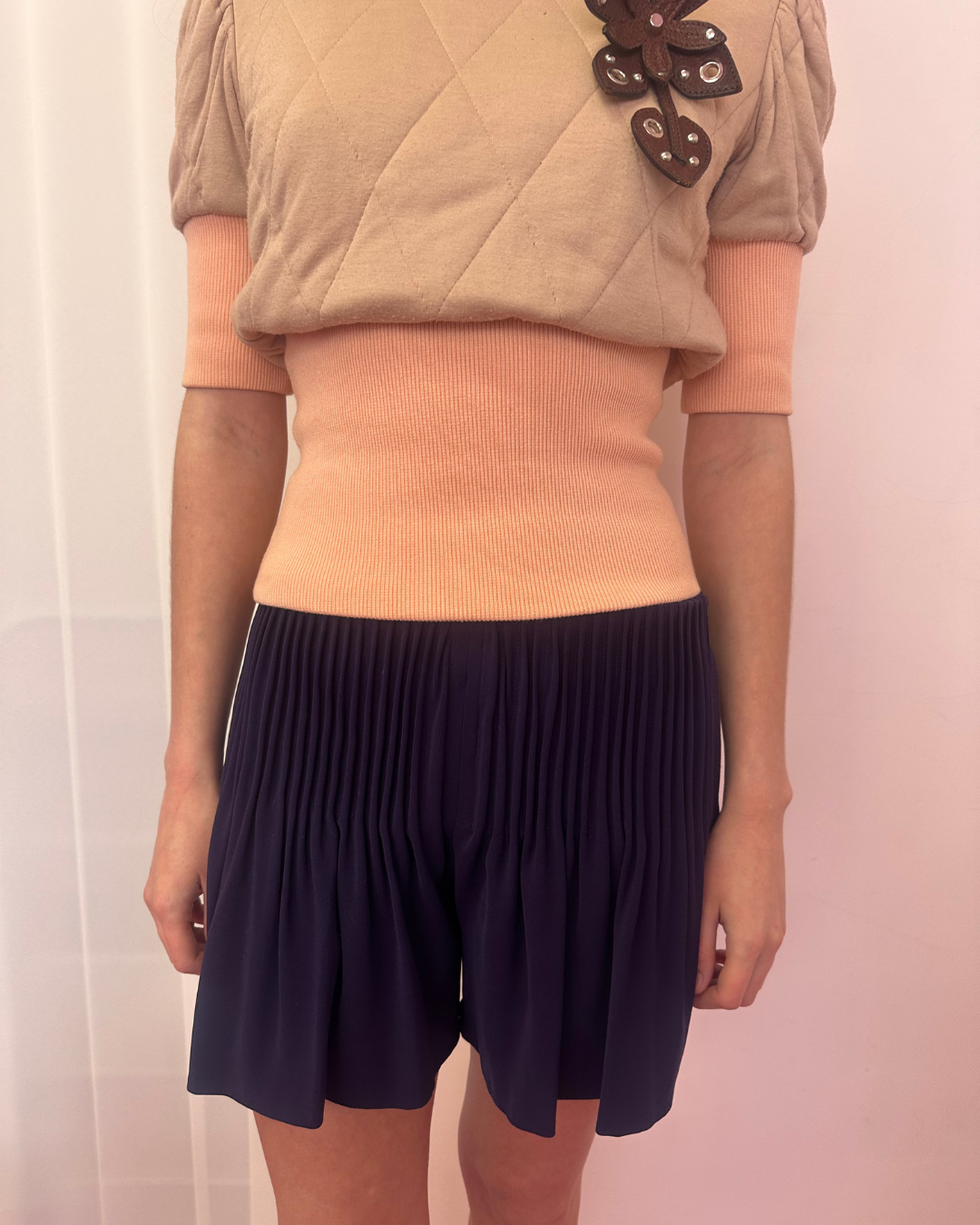 Purple ruched shorts