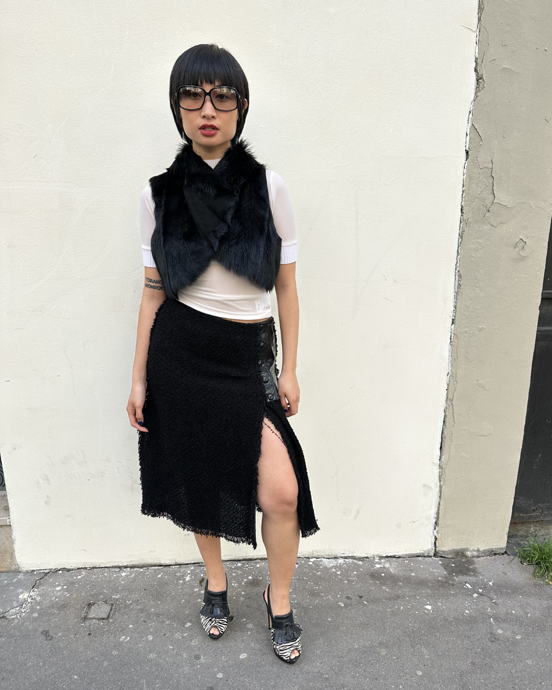 Two-tone tweed-style skirt