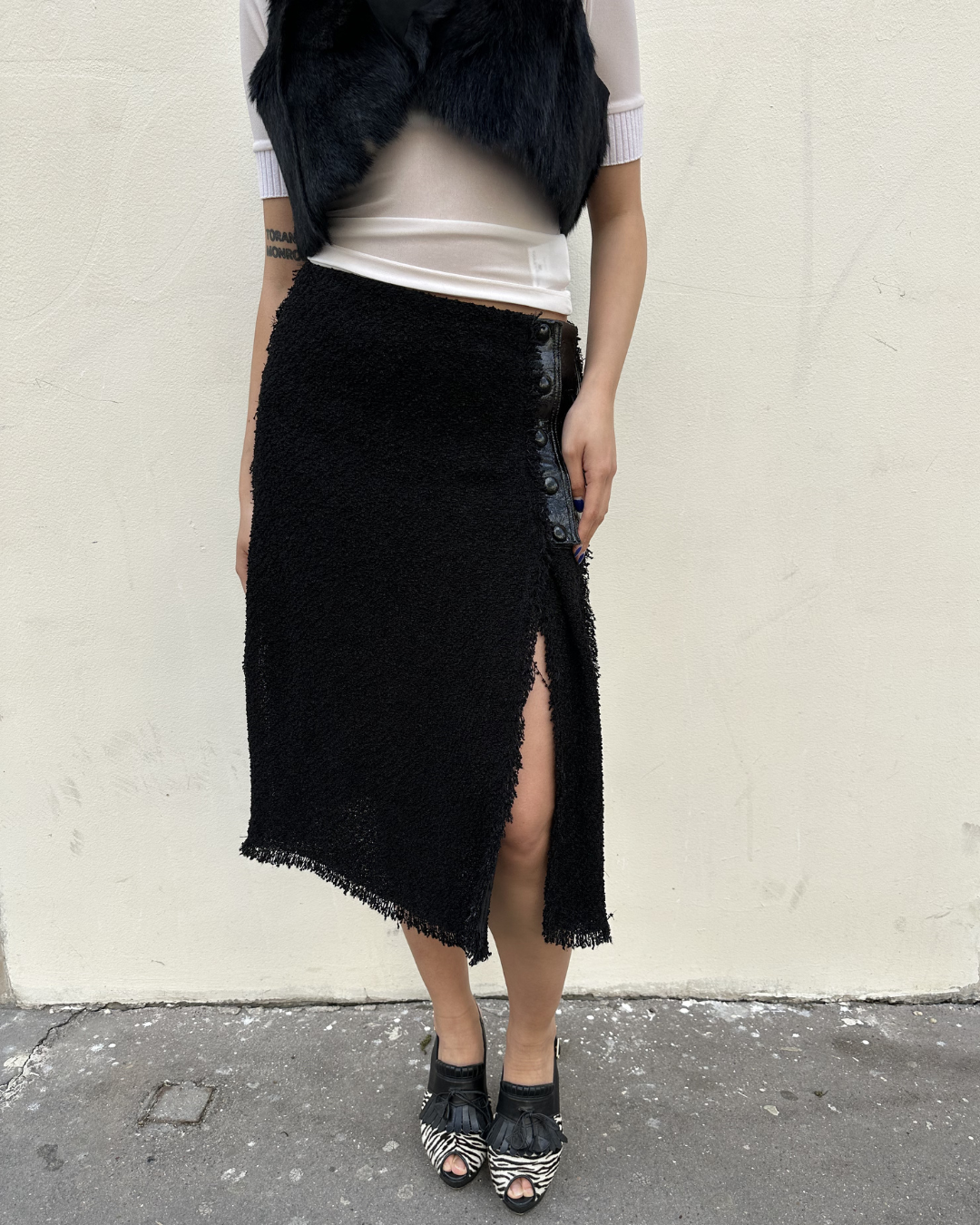 Two-tone tweed-style skirt