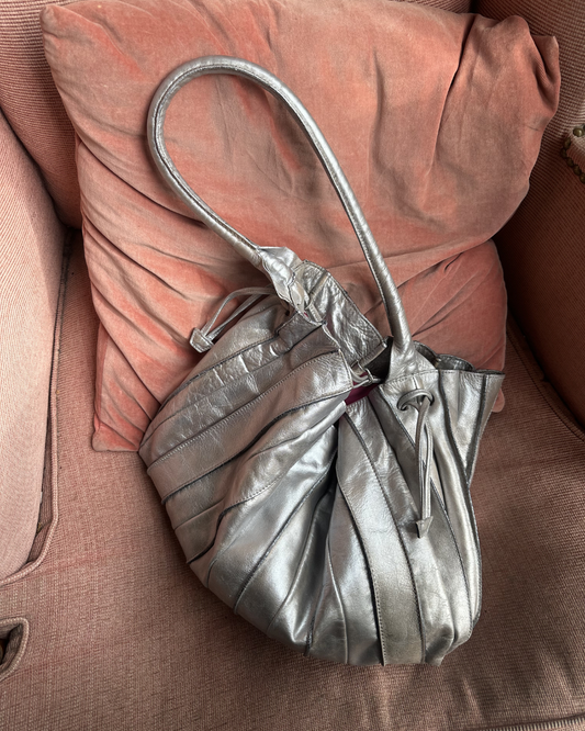 Pleated silver bag