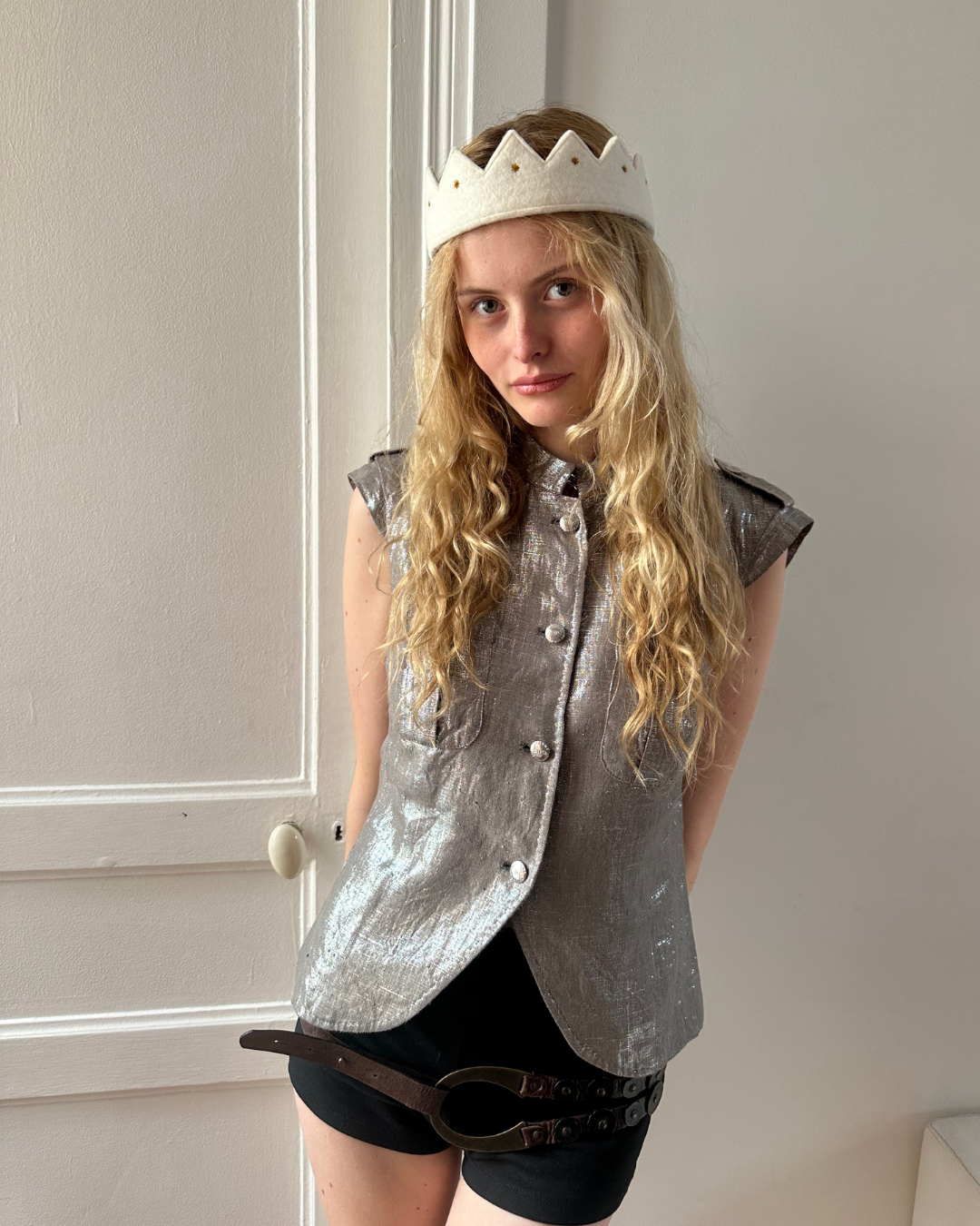Iridescent military-style shirt