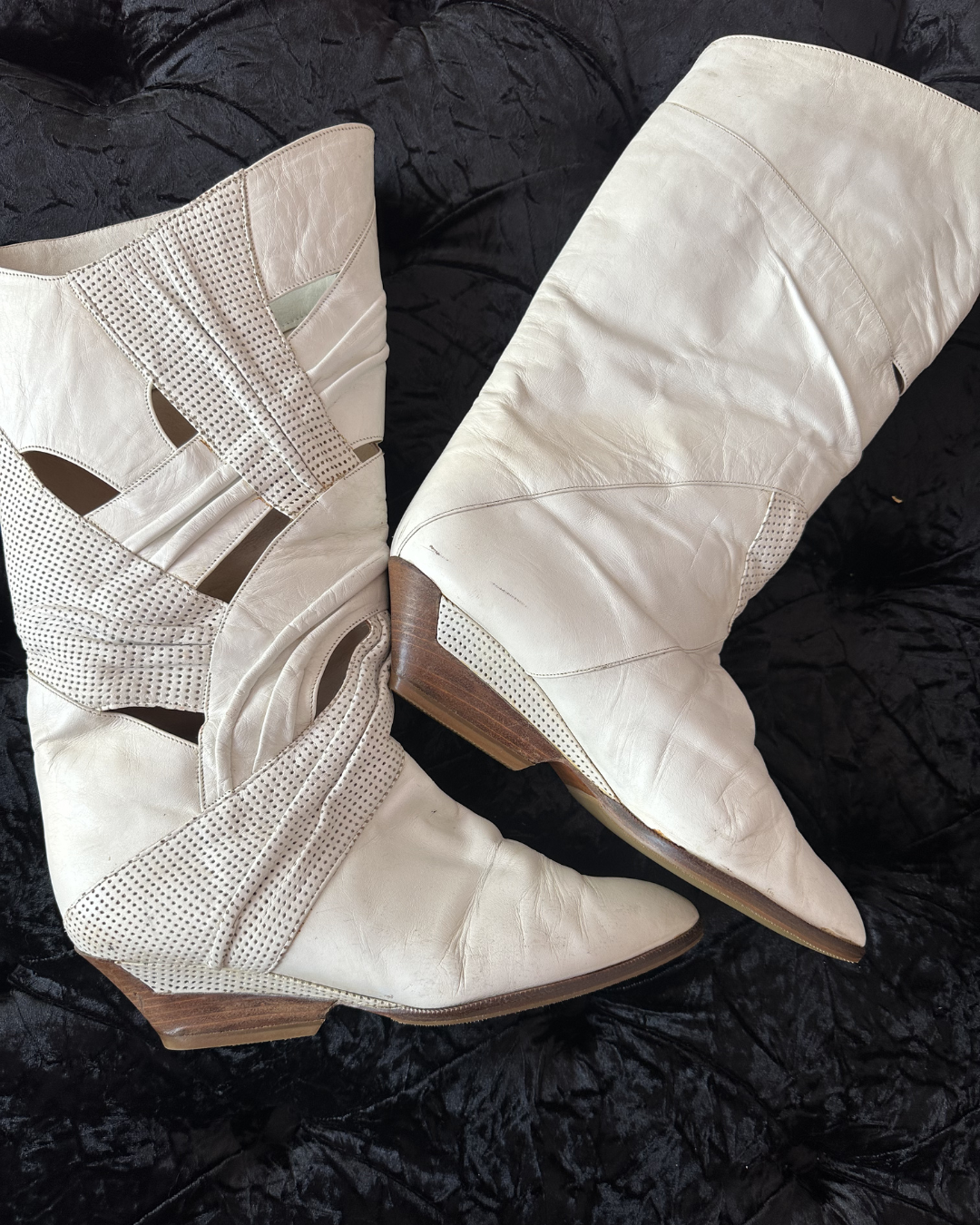 White openwork boots