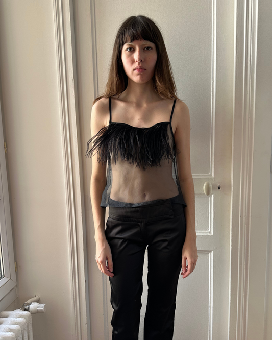 Sheer feathered top