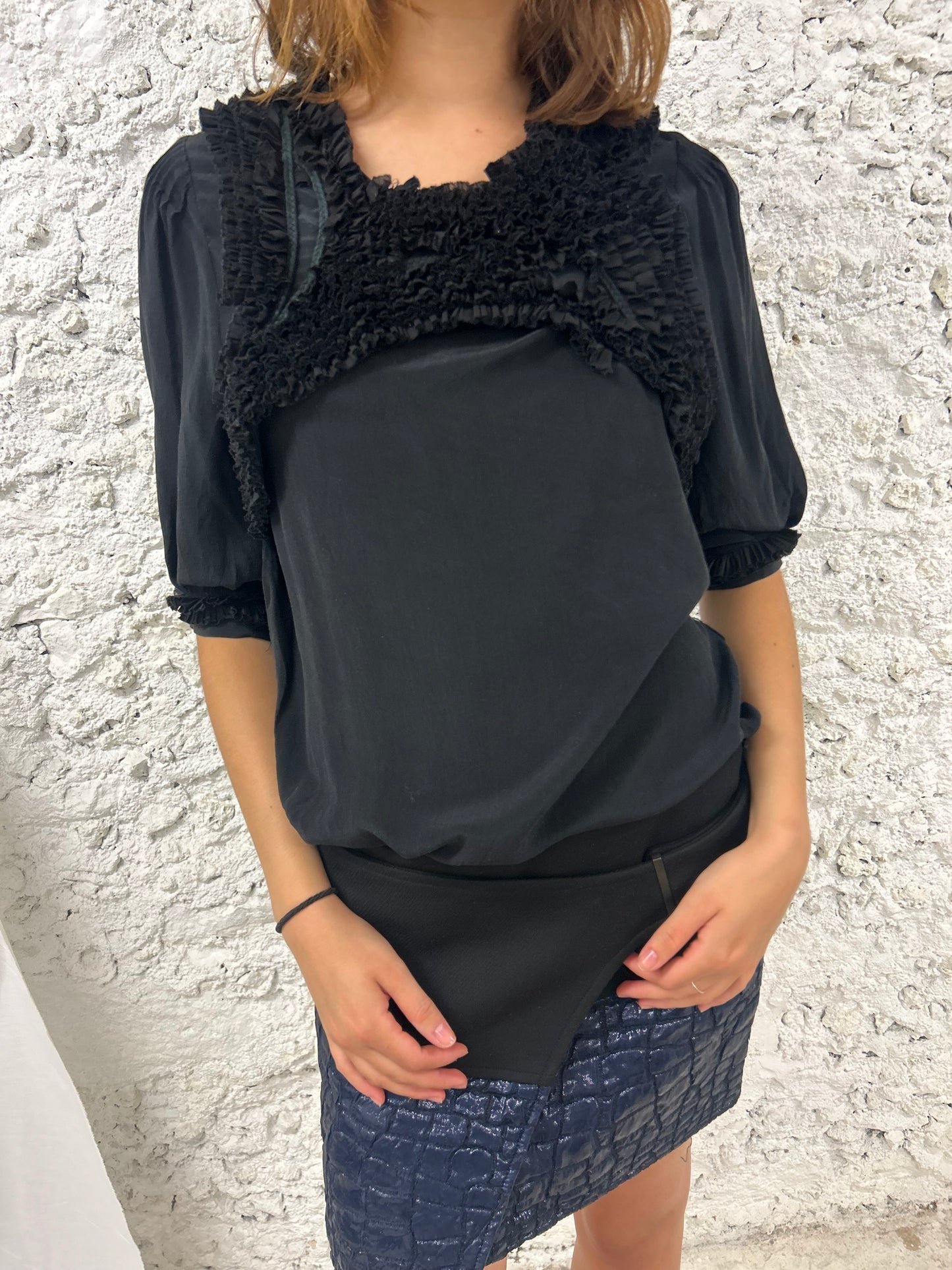 Textured black blouse