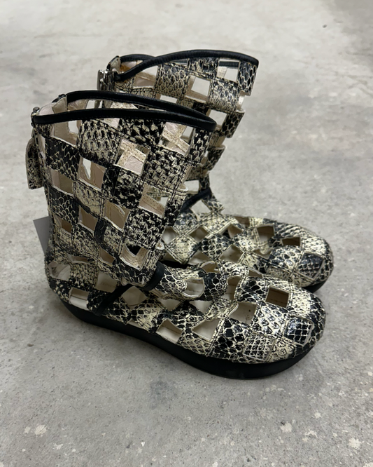 Openwork ankle boots