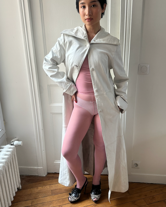 White leather trench coat