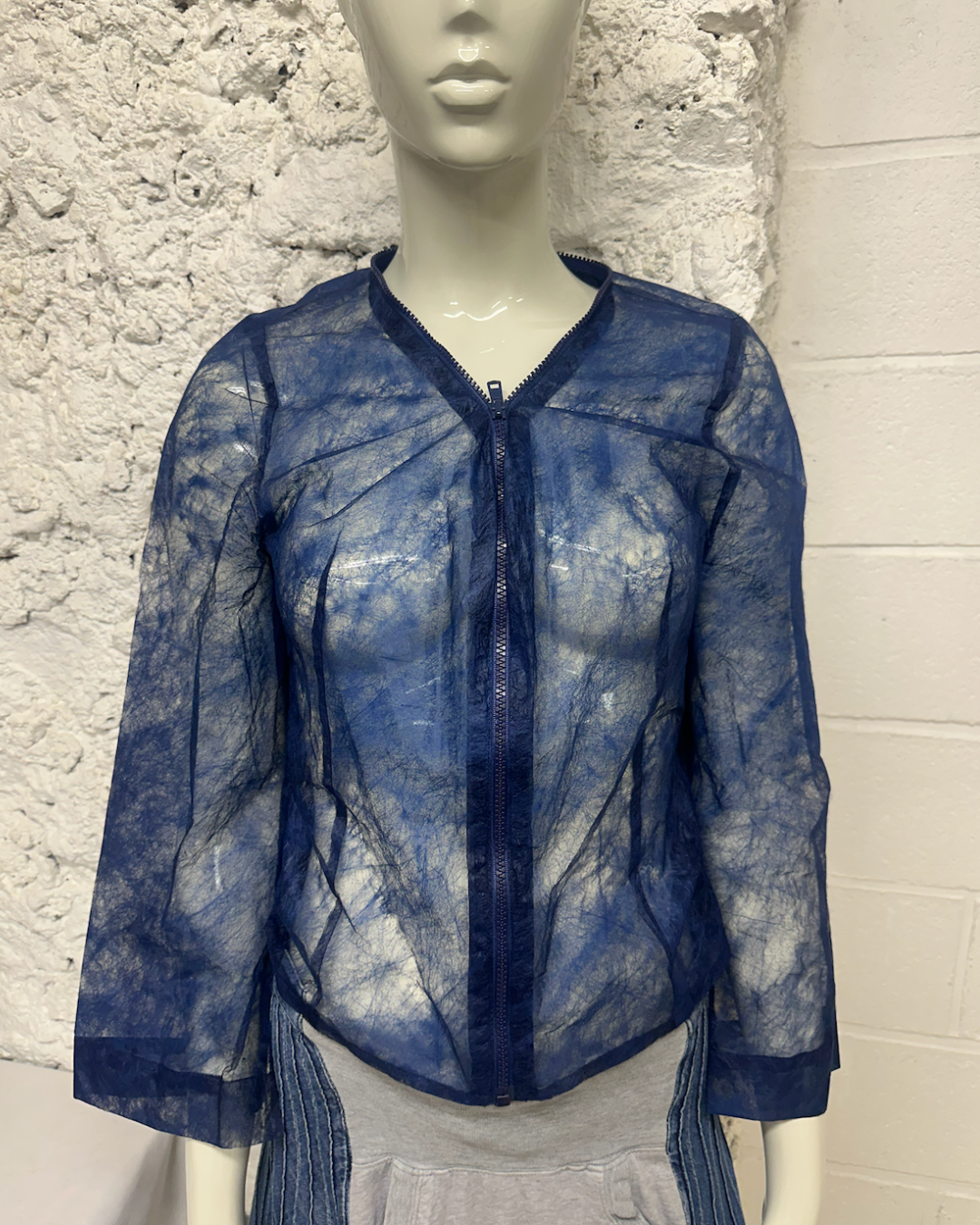 Sheer blouse with zip