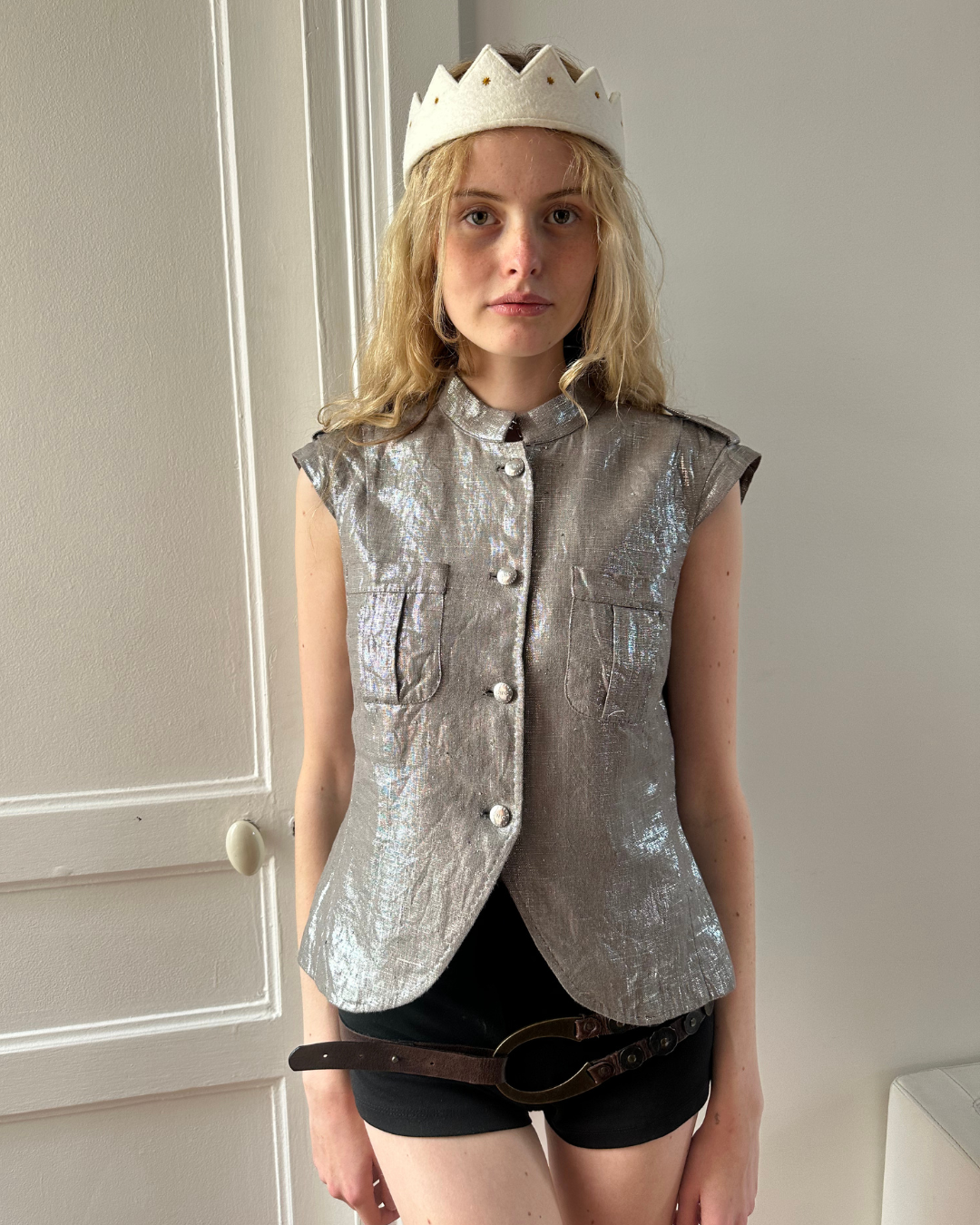 Iridescent military-style shirt