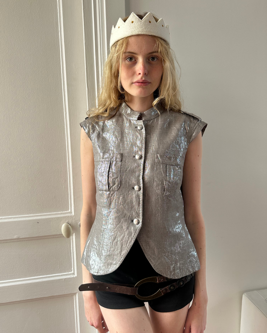 Iridescent military-style shirt
