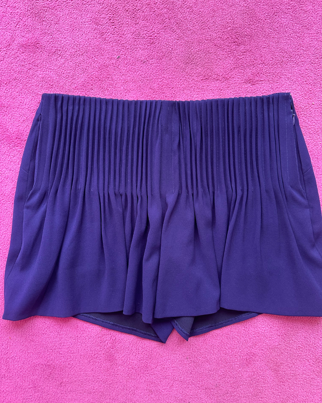 Purple ruched shorts