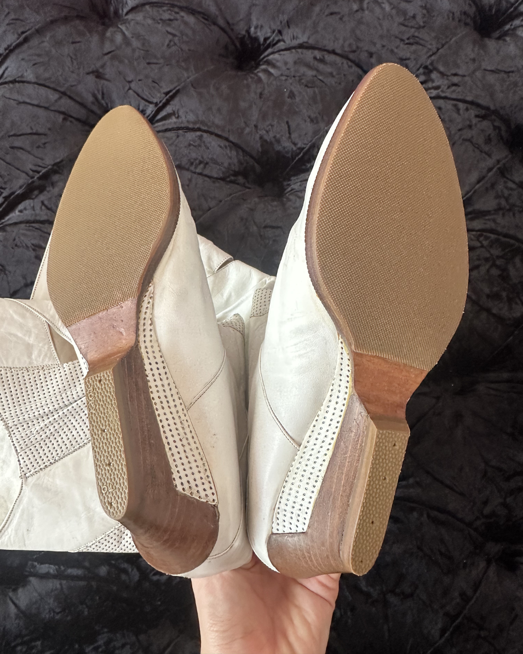 White openwork boots