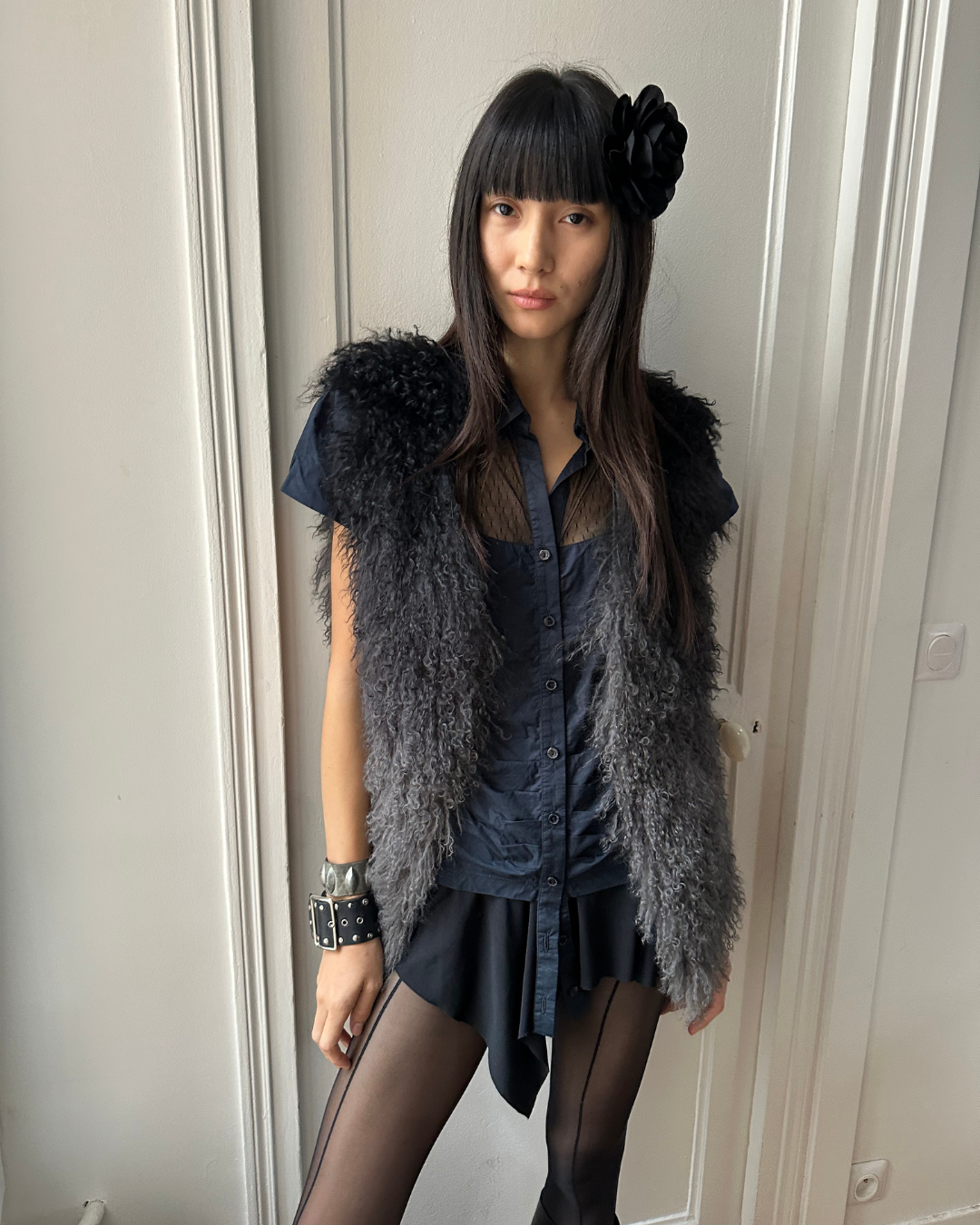 Sleeveless gradient fur