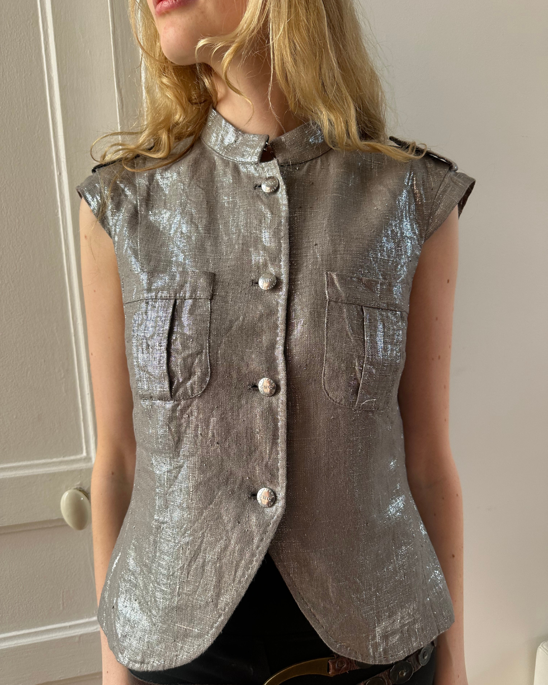 Iridescent military-style shirt