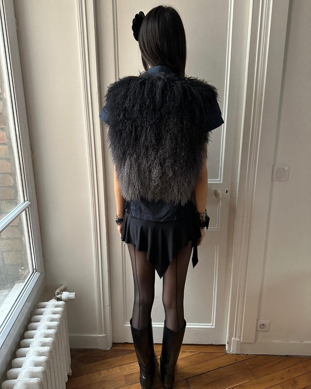 Sleeveless gradient fur