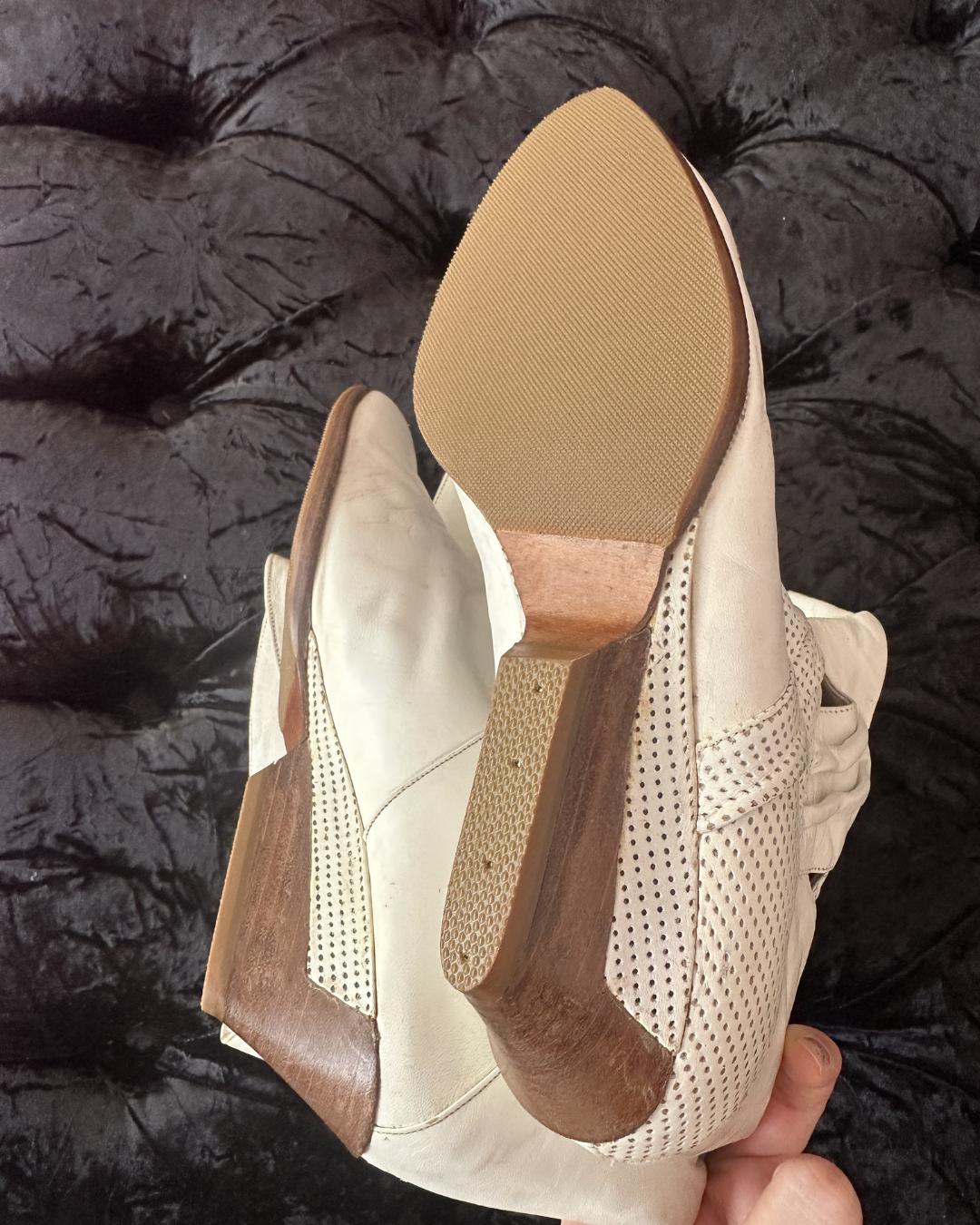 White openwork boots