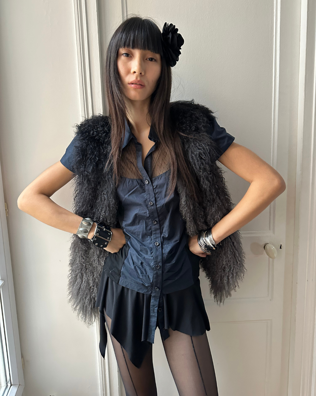 Sleeveless gradient fur