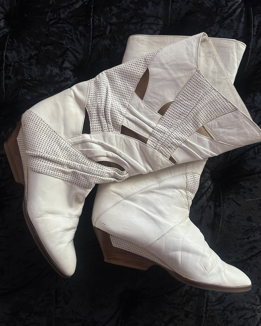 White openwork boots