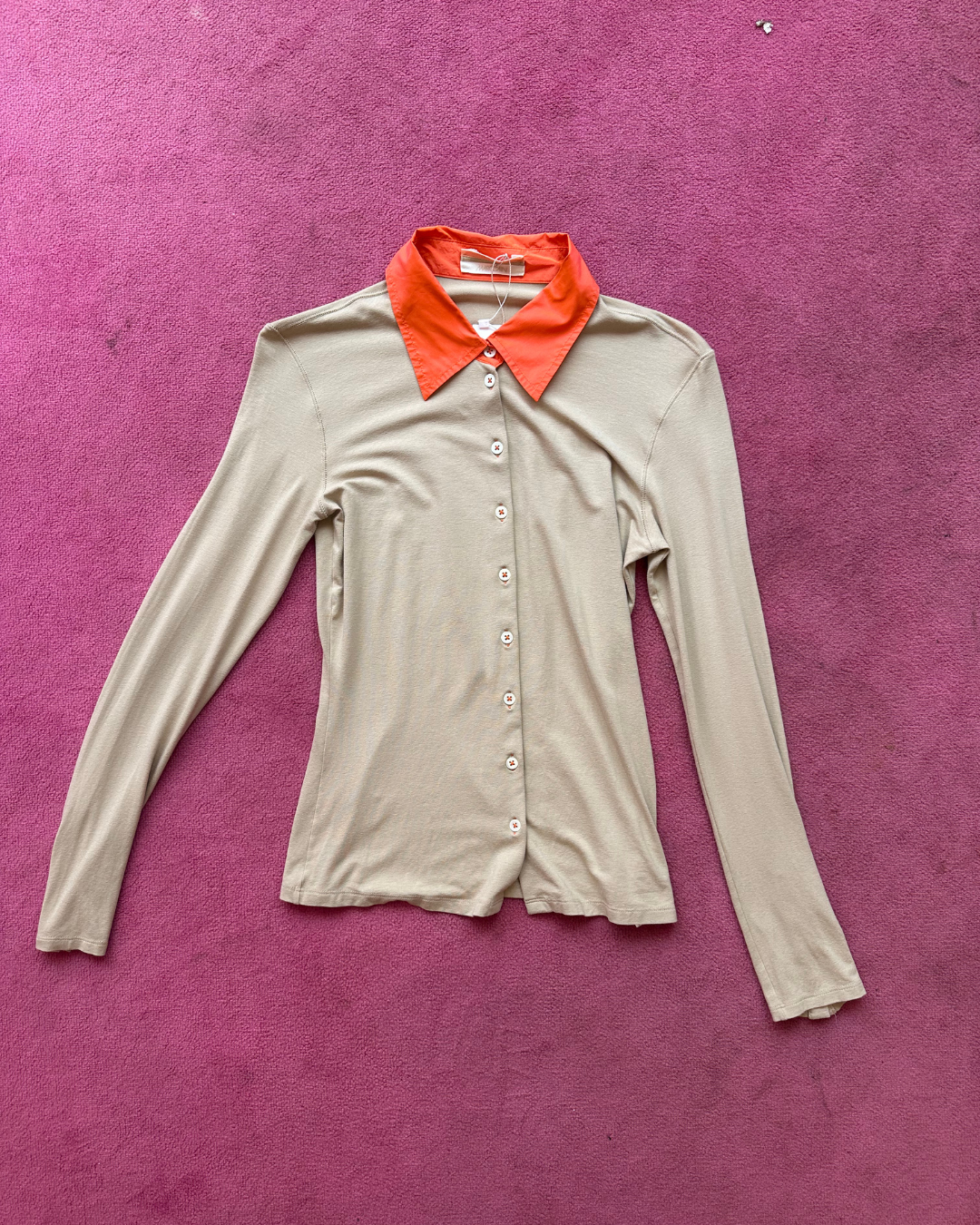 Two-tone beige and orange shirt