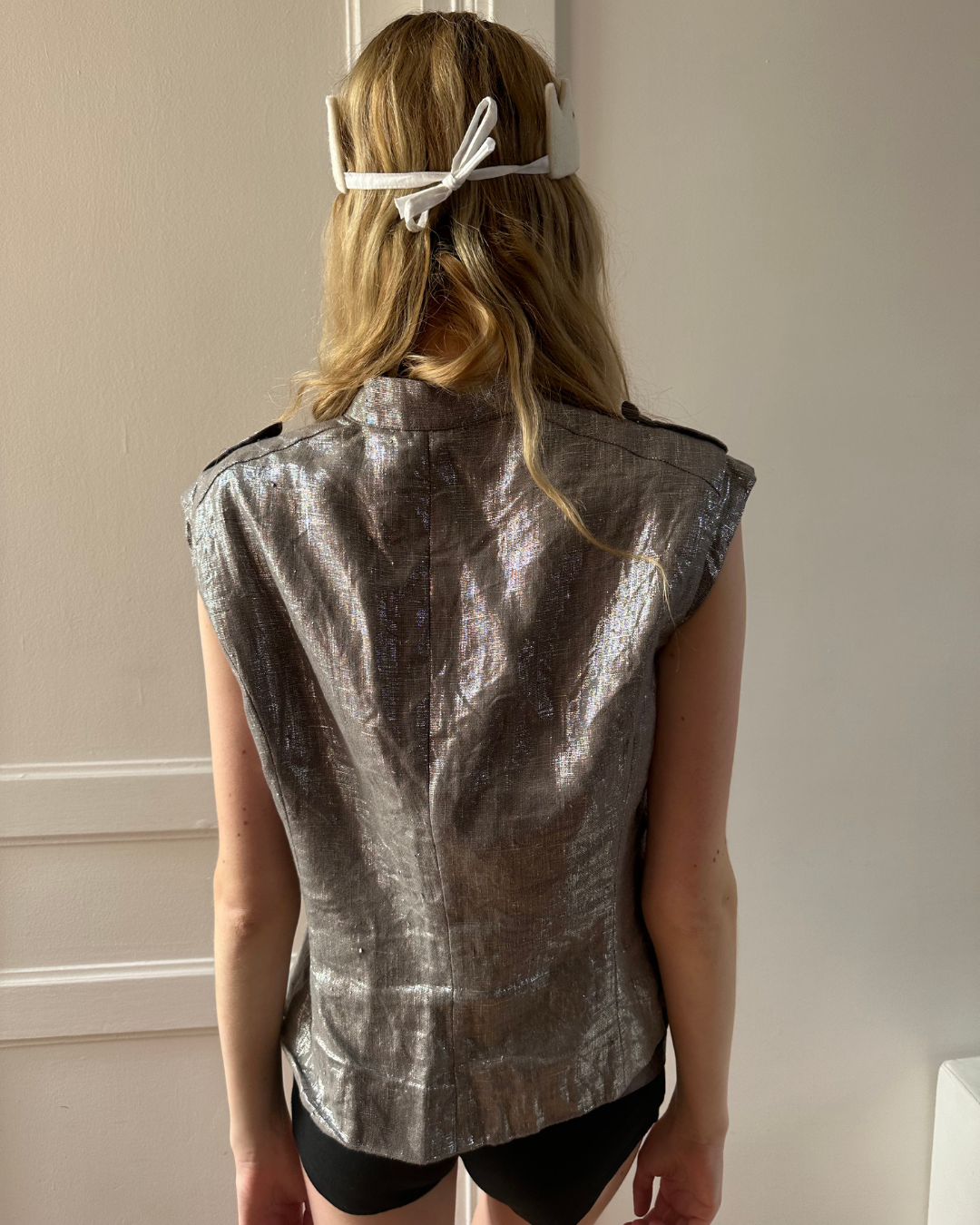 Iridescent military-style shirt