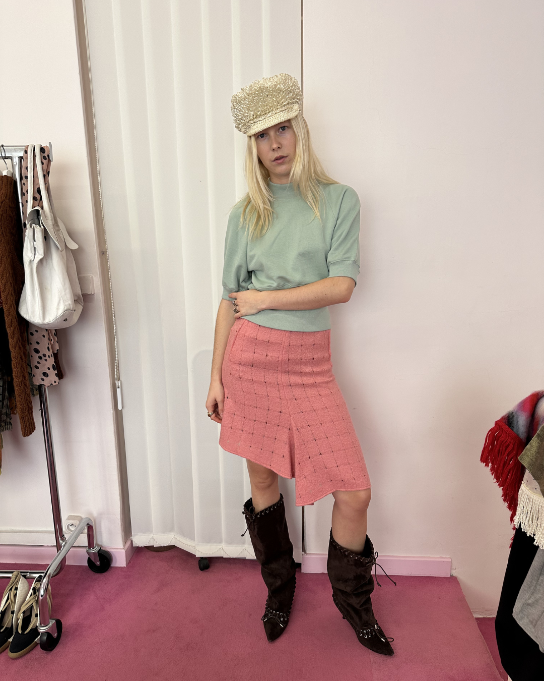 Pink asymmetrical skirt