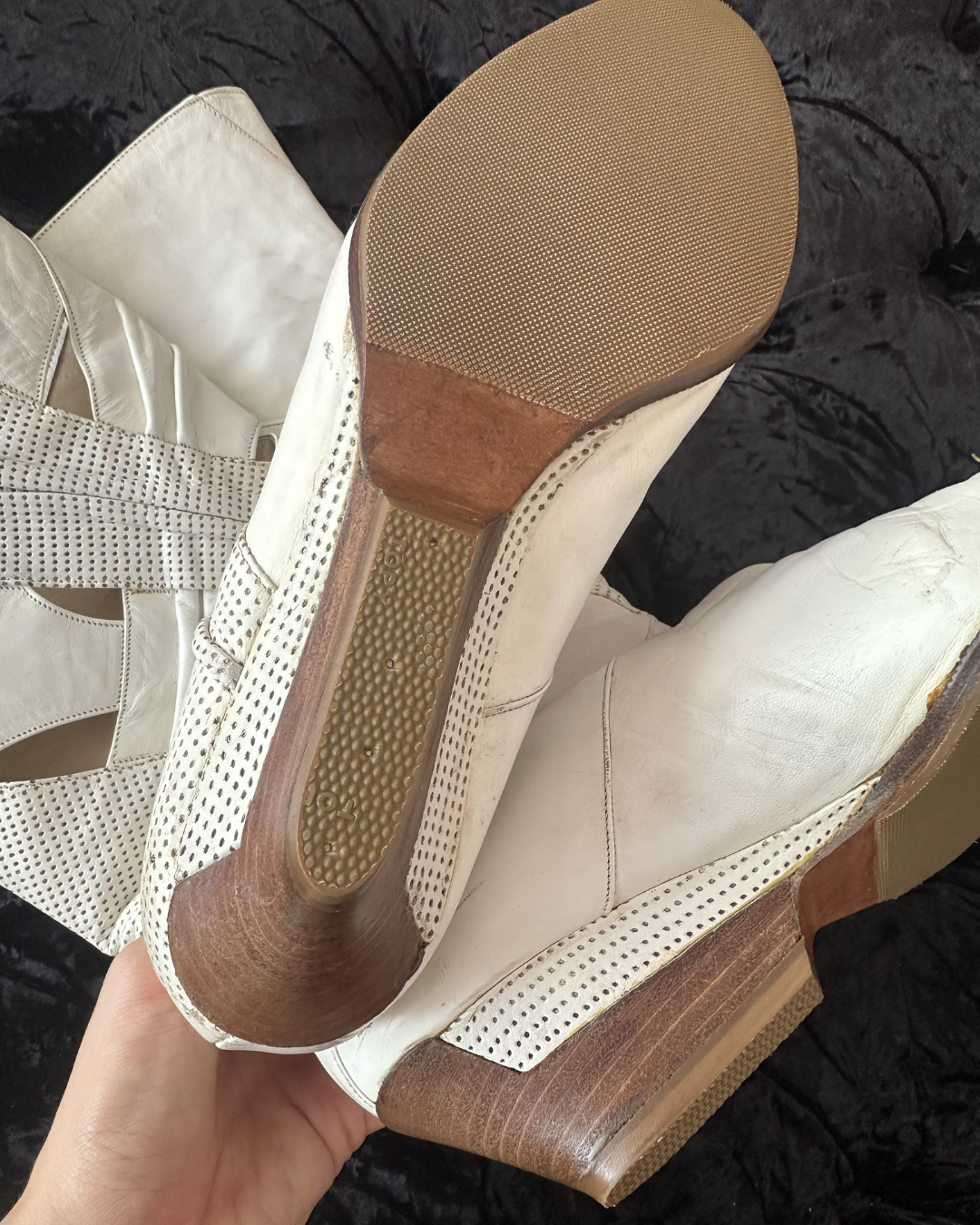 White openwork boots