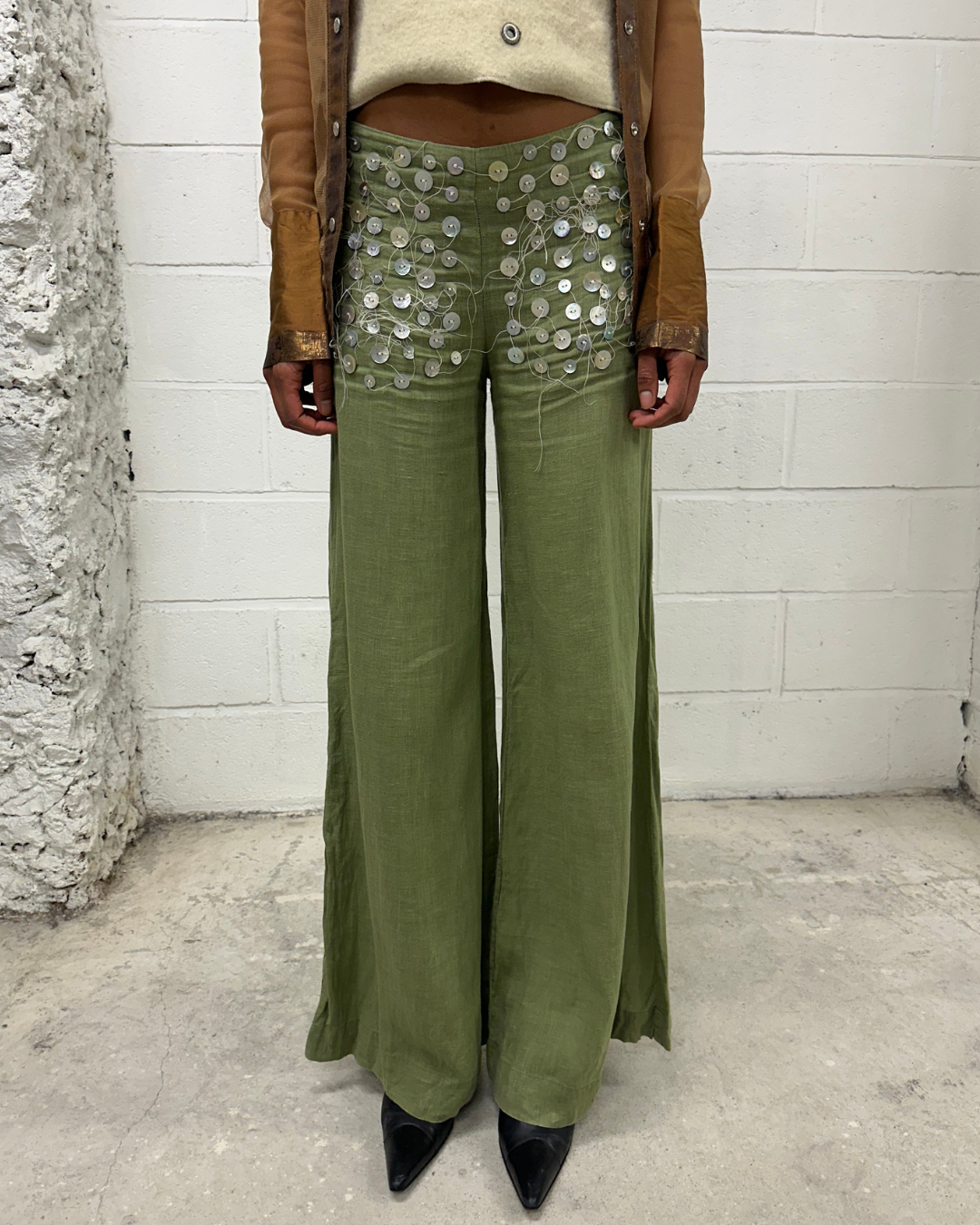 Khaki linen pants